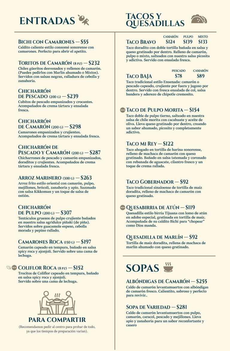 MENÚ MARISCOS EL REY 2026 texto curvas_entradas